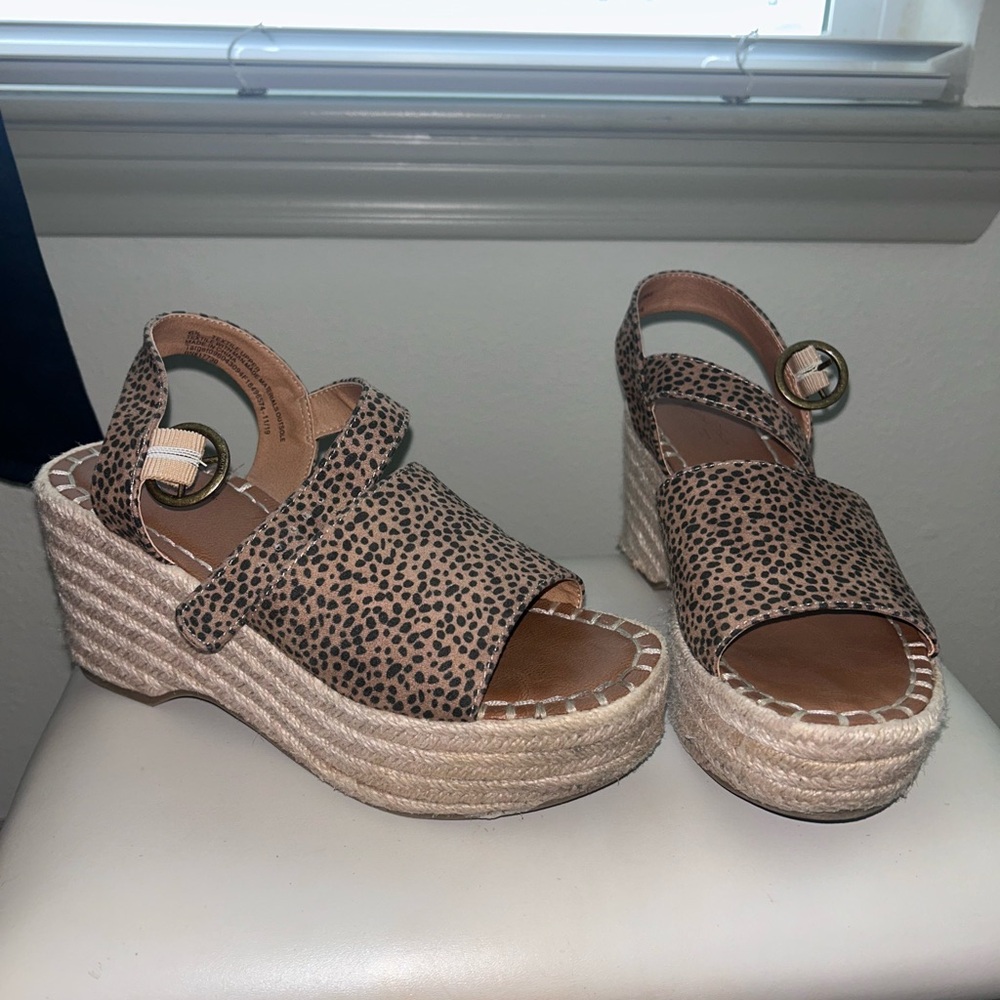 Leopard Print Espadrille Wedge Sandals